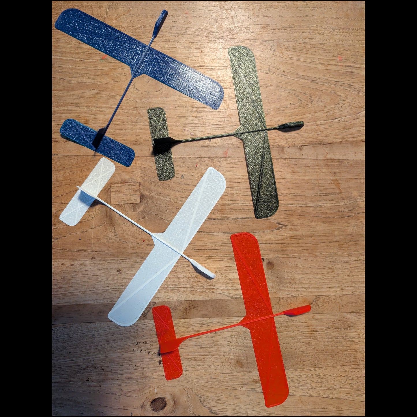 3D-geprinte zweefvliegtuigen - set van 4