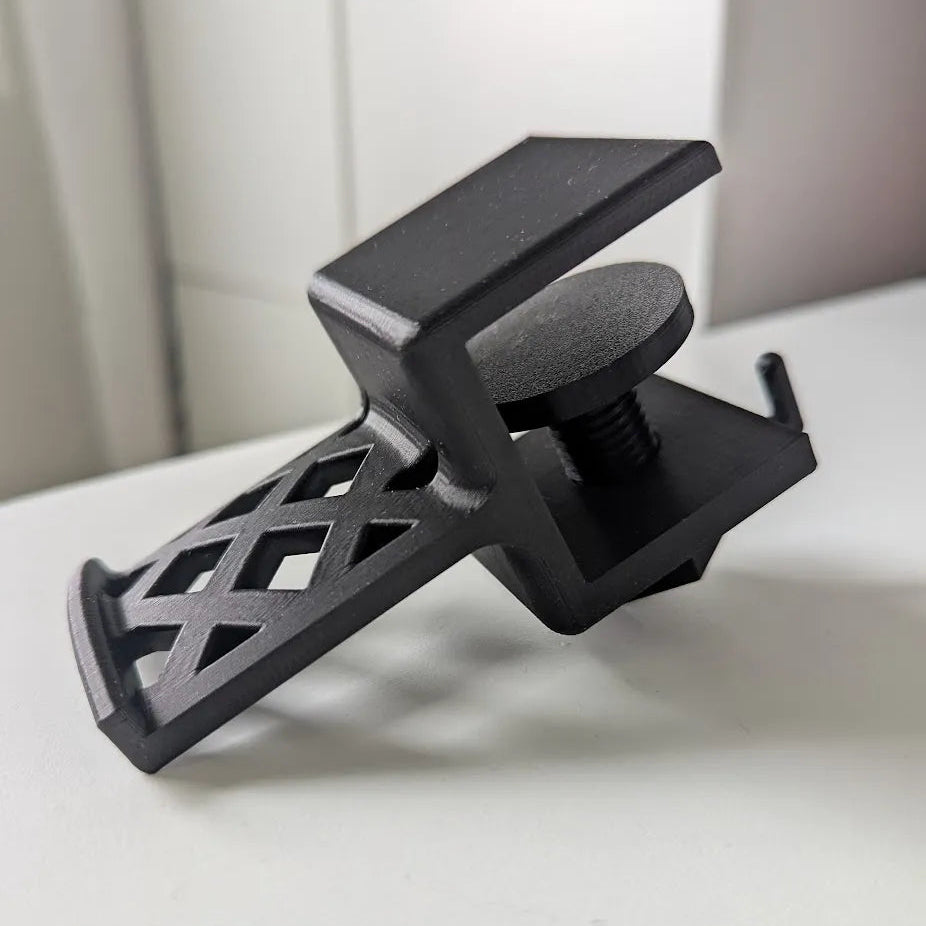 3D-geprinte hoofdtelefoon- en tashouder – bureauklembevestiging