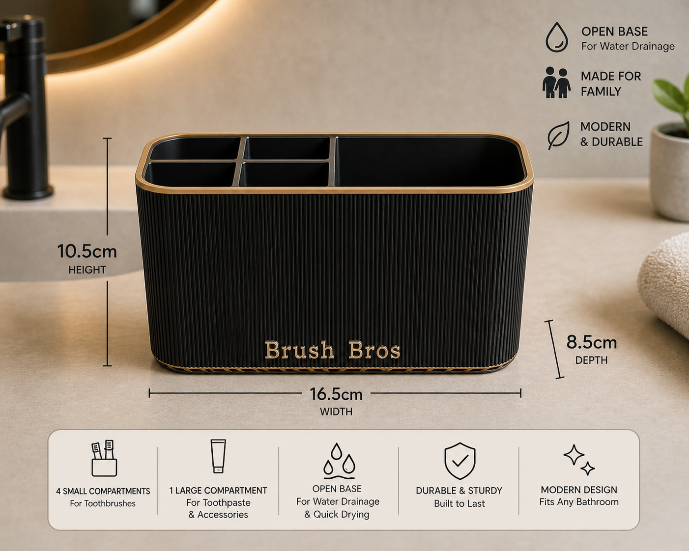Modern Toothbrush Holder - Brush Bros Edition