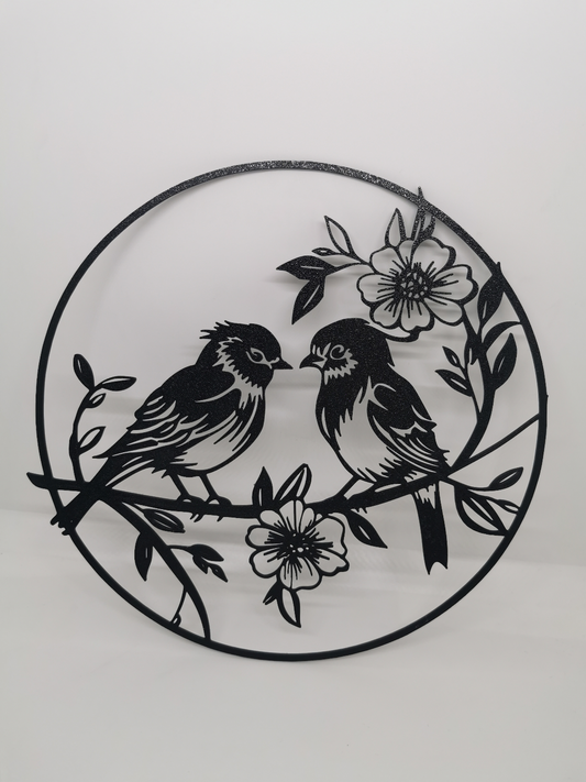 Lovebirds Floral Circle Wall Art - PLA Decor