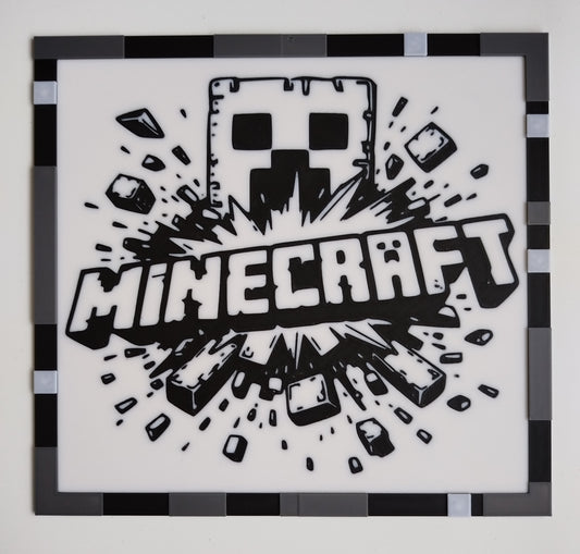 Minecraft Inspired Wall Art - Gamer Room Decor - Pixel Style Gaming Sign