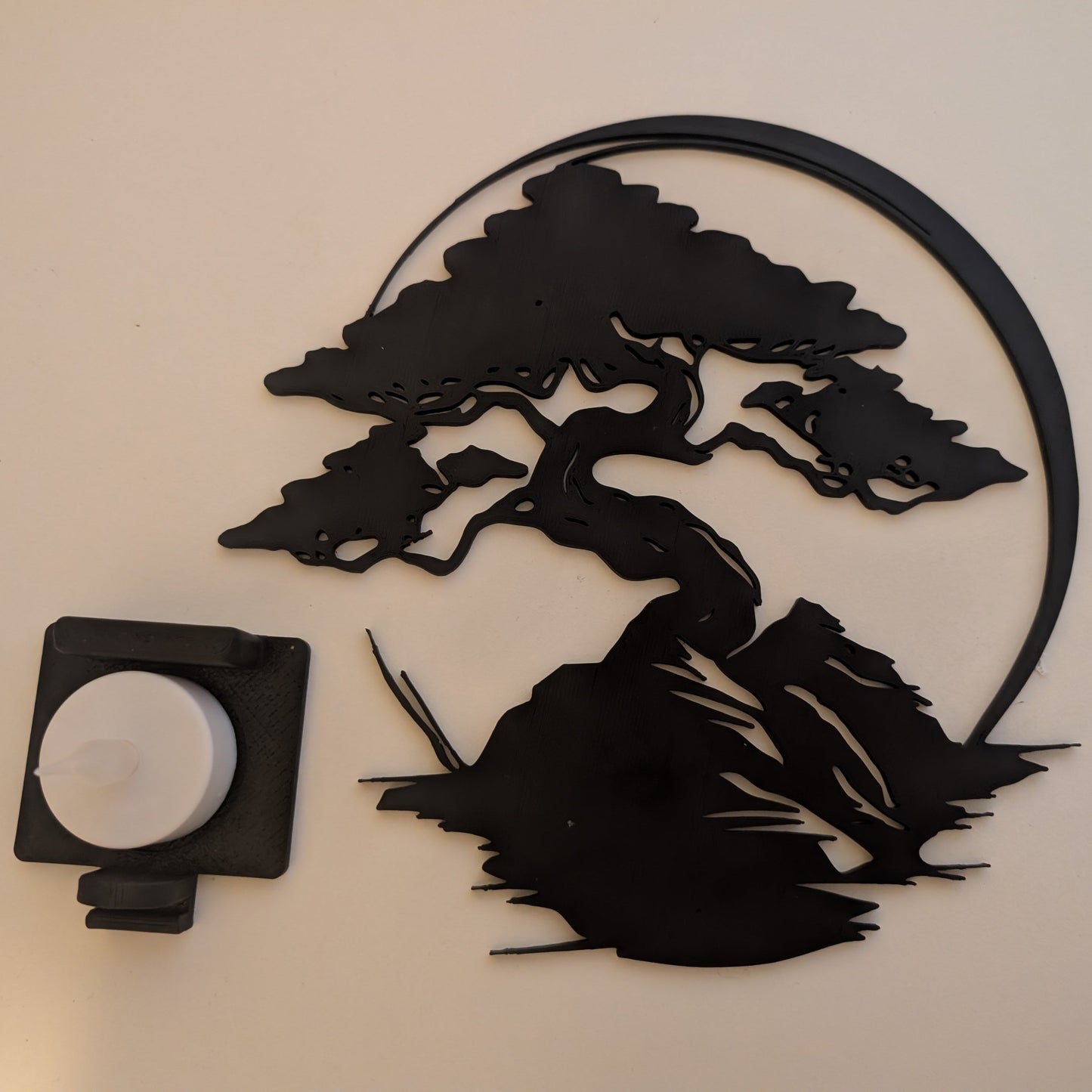 Bonsaï avec porte-bougie chauffe-plat – Design zen et minimaliste