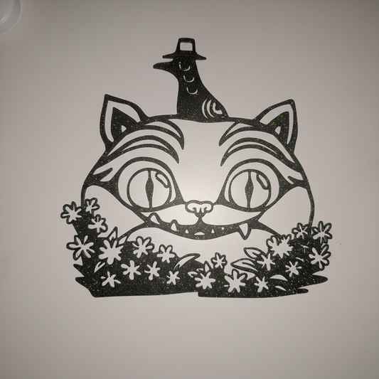 Demon Hunter Cat – 2D-lijnkunst wanddecoratie (3D-geprint)